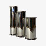 Set of 3 retro tea light candle holders | silver colored mid century candle holders