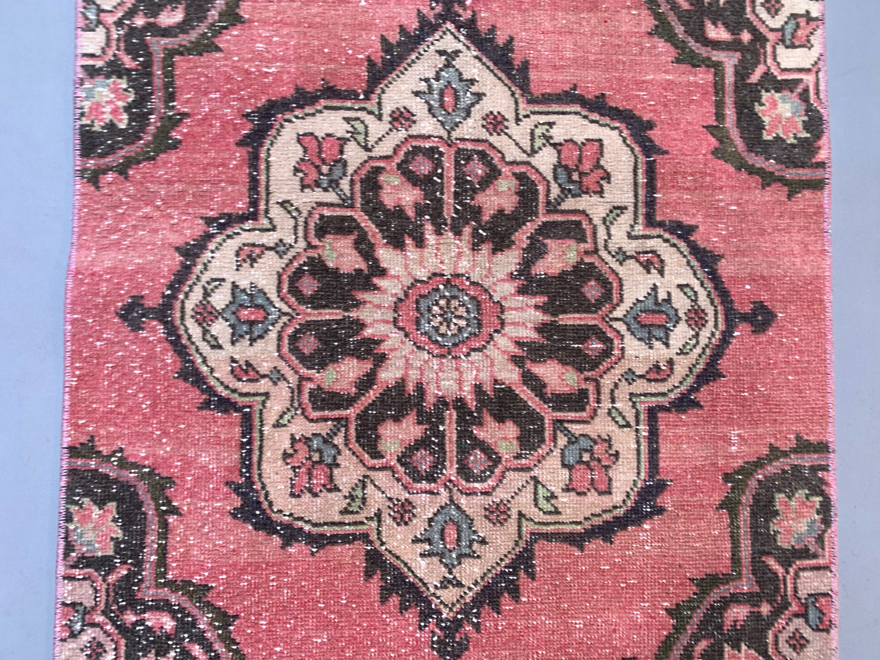 Distressed Turkish Runner 406x81 cm wool Vintage Tribal Rug