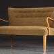 Beech wood sofa with curved armrests, 1940s/50s