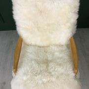 Vintage Design Art Deco White Sheepskin Fluffy Fury Chair Armchair