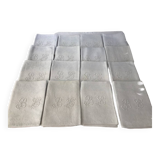 Ensemble de 12 serviettes blanches 19eme marquées « BL »