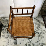 Art Deco corner chair in wood and rattan, 1930