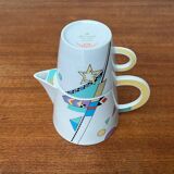 Teapot or coffee pot with cup from the German postmodern VIP collection by Seltmann Weiden, set of 2.
