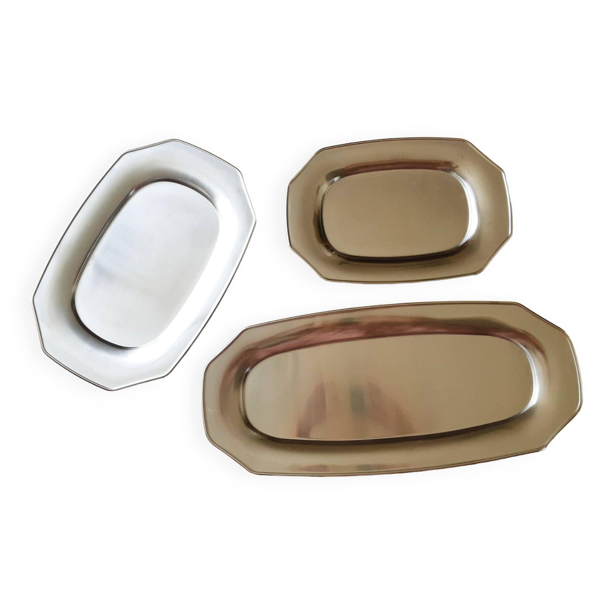 Vintage stainless steel serving dishes, Létang Rémy