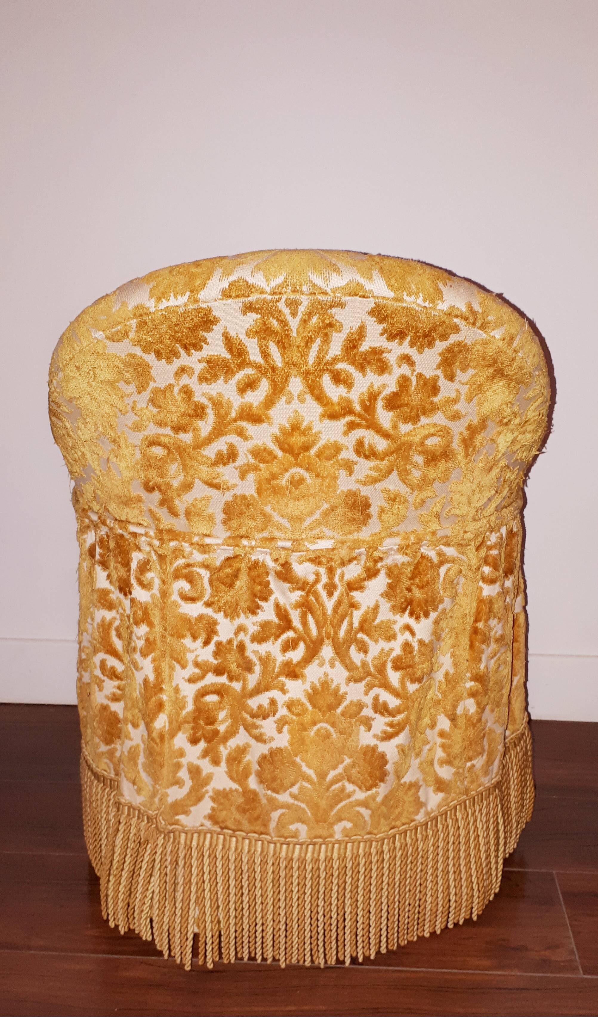 Yellow velvet stool chair, Napoleon III style