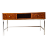 Mahogany and chrome metal desk, Italian manufacture, Italy, 1960s
