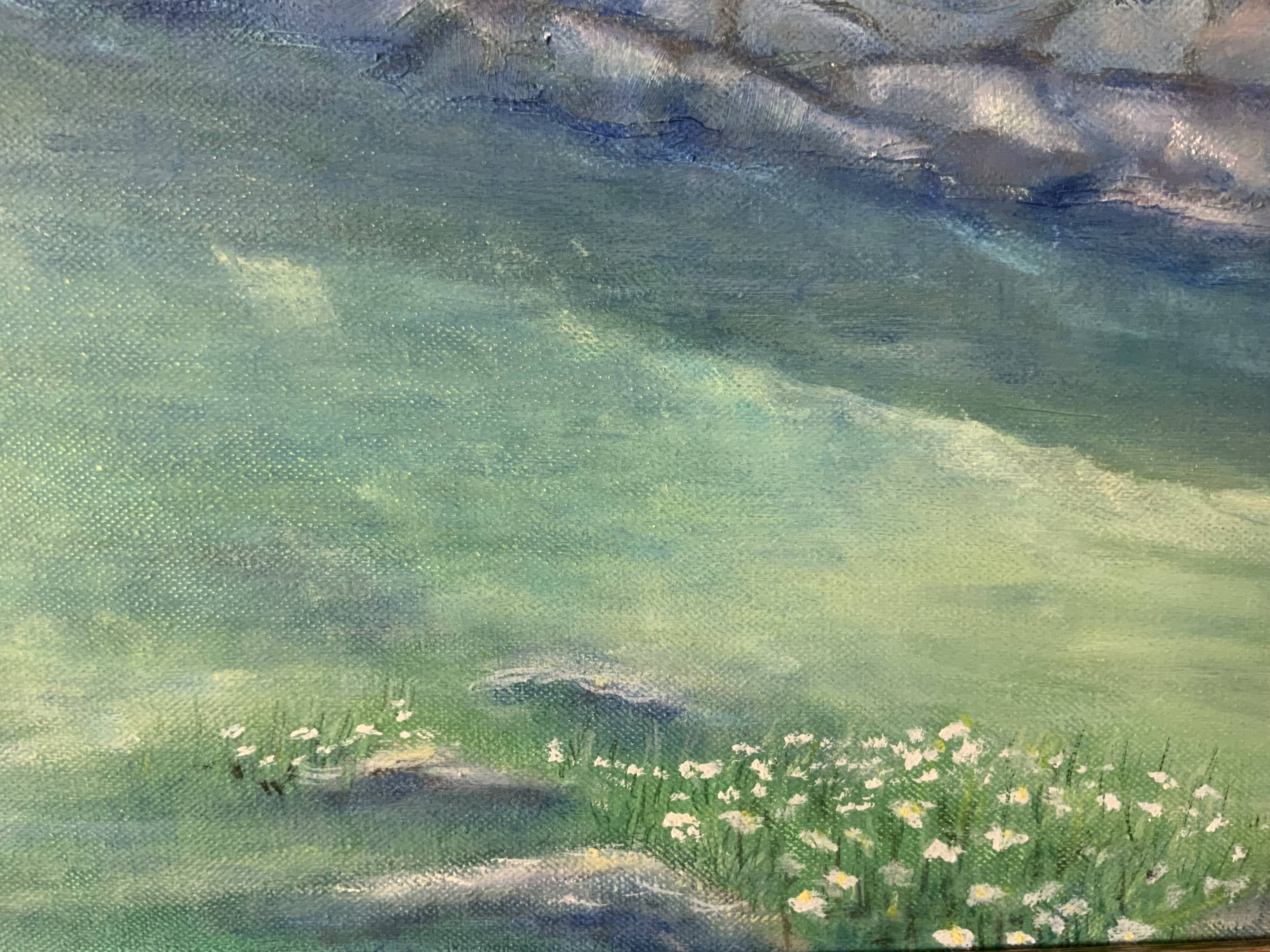 Vintage Original Oil On Canvas Painting Rural Landscape  1995