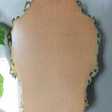 Rocaille style mirror from the 20th century in wood and gilded stucco, Putto on the pediment
