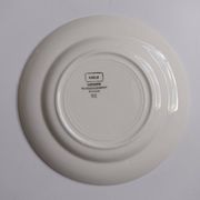3 Digoin Sarreguemines Adèle plates in grey, yellow, and burgundy.