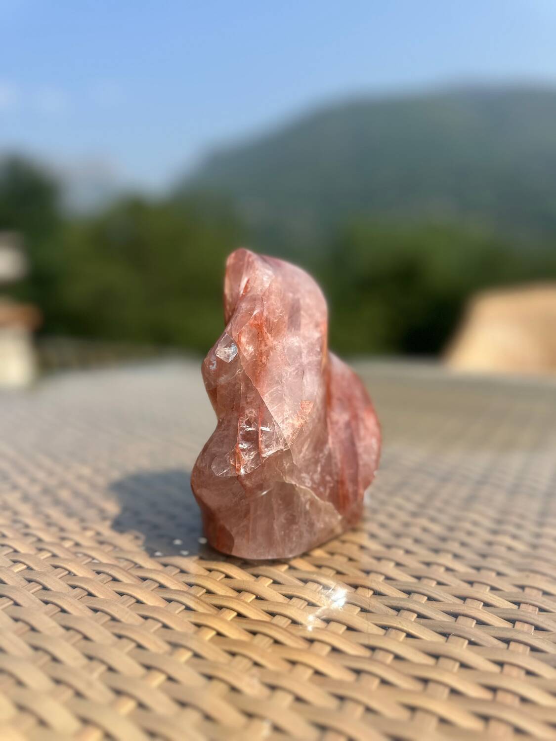 Hematoid Quartz Crystal Flame Sculpture