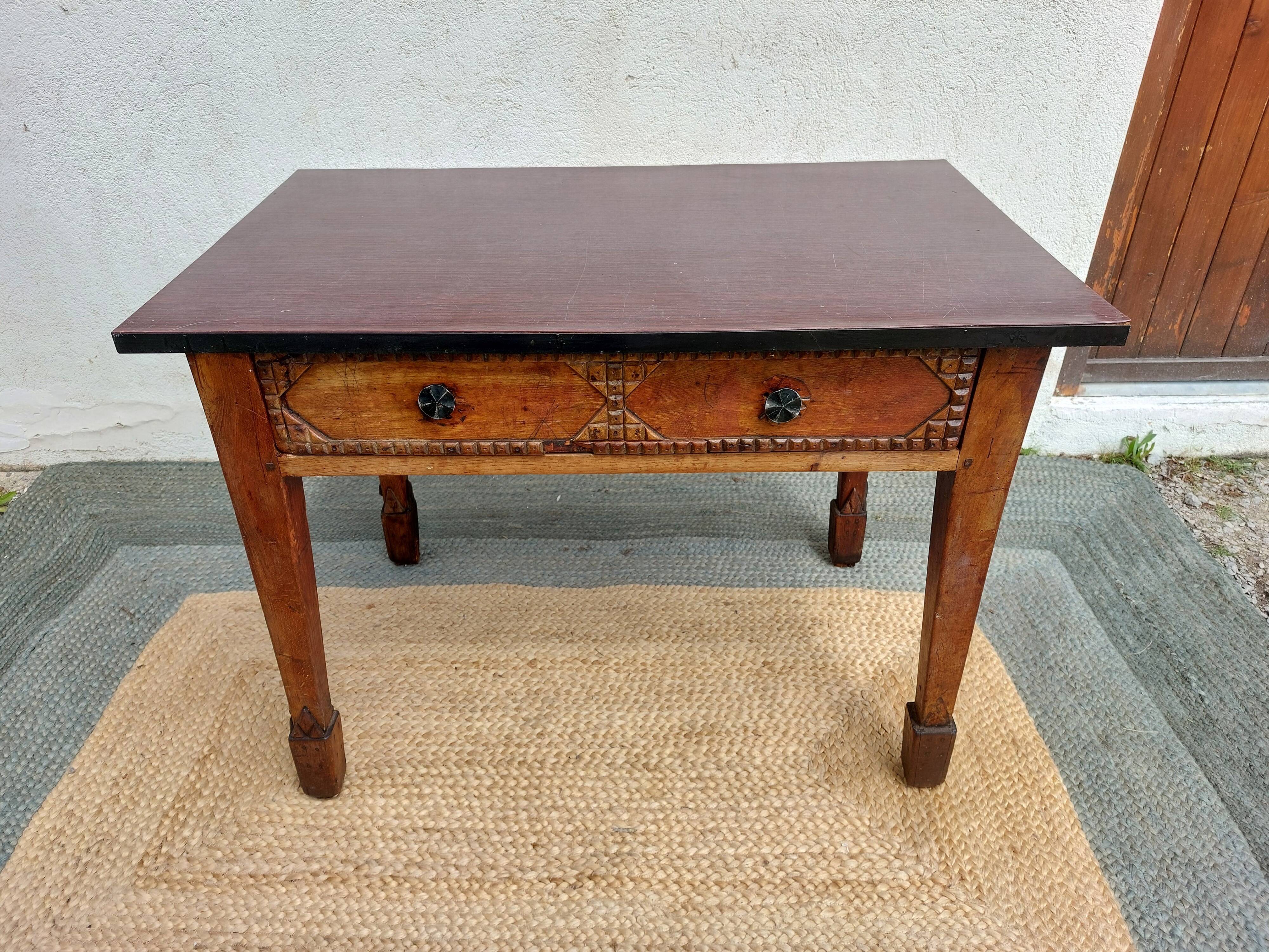 wooden table, kitchen or office, brutalist