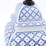 White and blue porcelain lamp