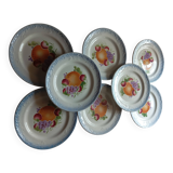 Set of 8 "St Amand" dessert plates with fruit decoration