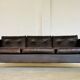 Vintage Danish Erik Jørgensen brown leather 3 seater sofa