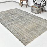 Gray vintage turkish carpet, Distressed vintage large carpet gray