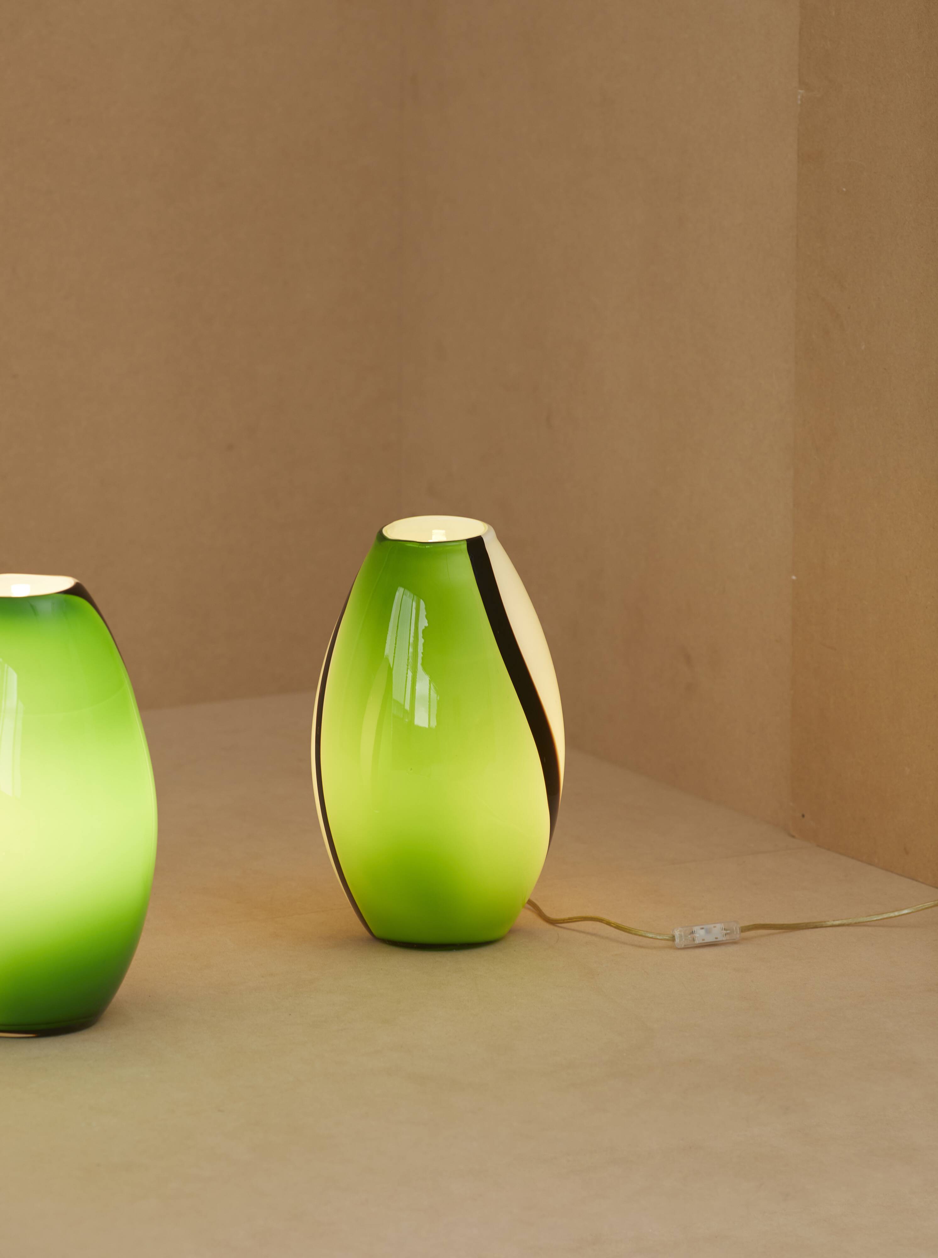 2 large Eglo Empori model lamps in vintage Murano glass Circa 1990