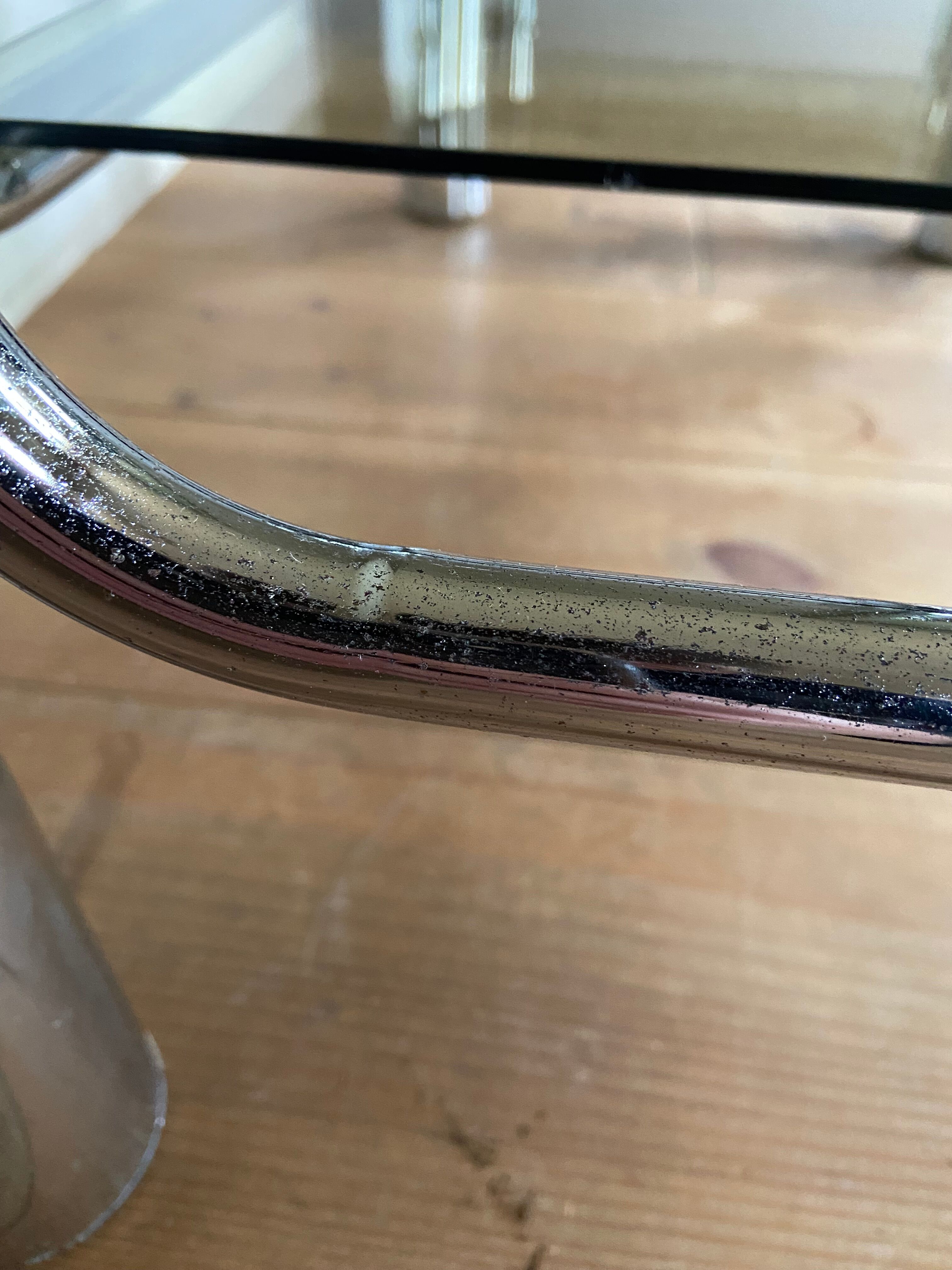 Coffee table chrome and smoked glass design 70s