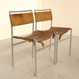 Set of 4 cognac leather chairs DLG Martin Visser 60's