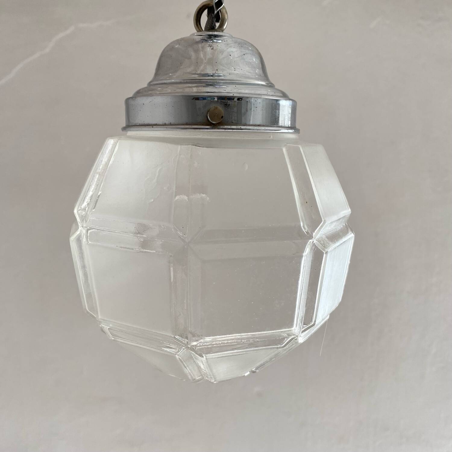 Art Deco glass and chrome pendant light