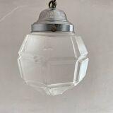 Art Deco glass and chrome pendant light
