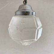 Art Deco glass and chrome pendant light