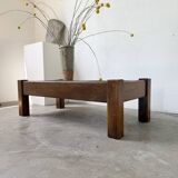 Table basse en chêne et ardoise 1950