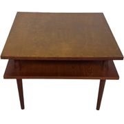 Table basse carrée vintage en placage de teck, design des années 1960