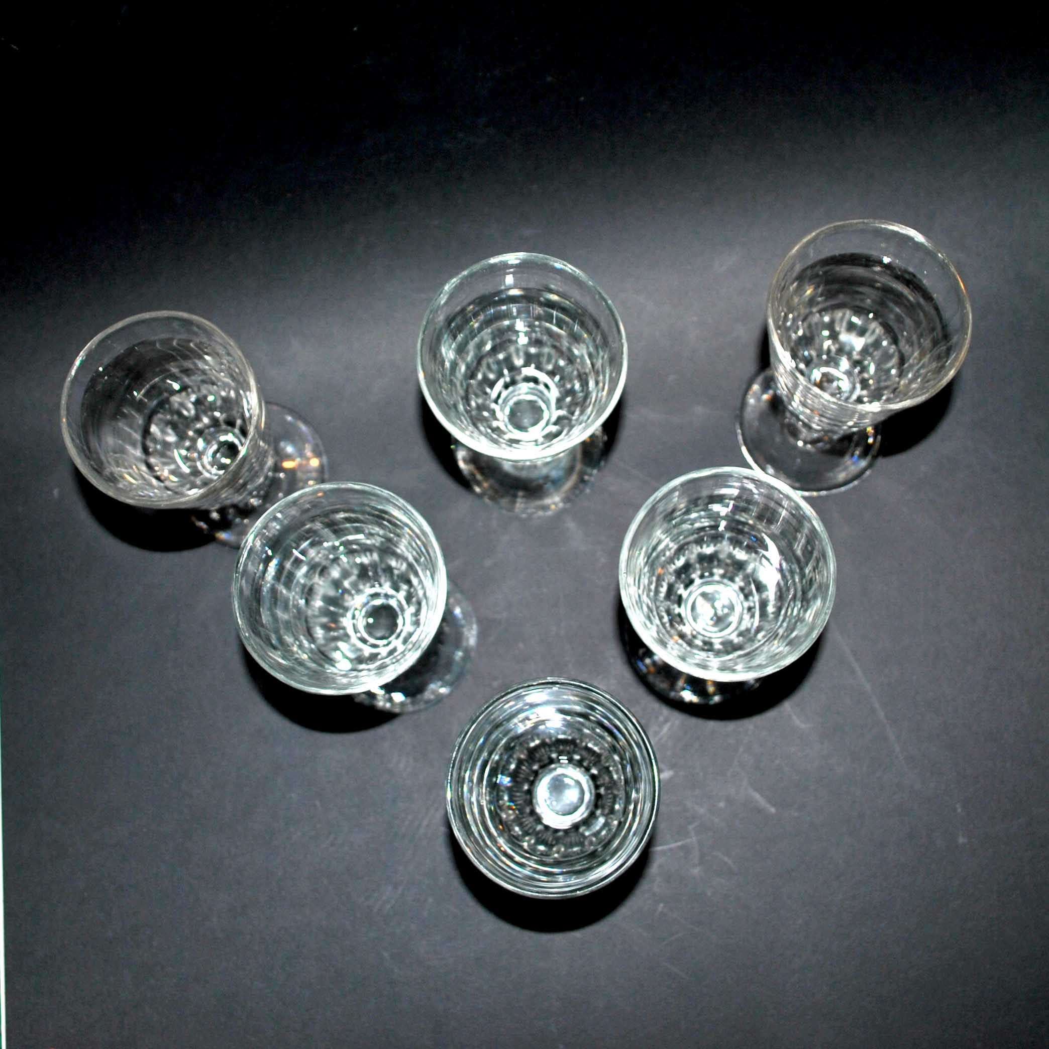 Series of 6 antique coffee glasses