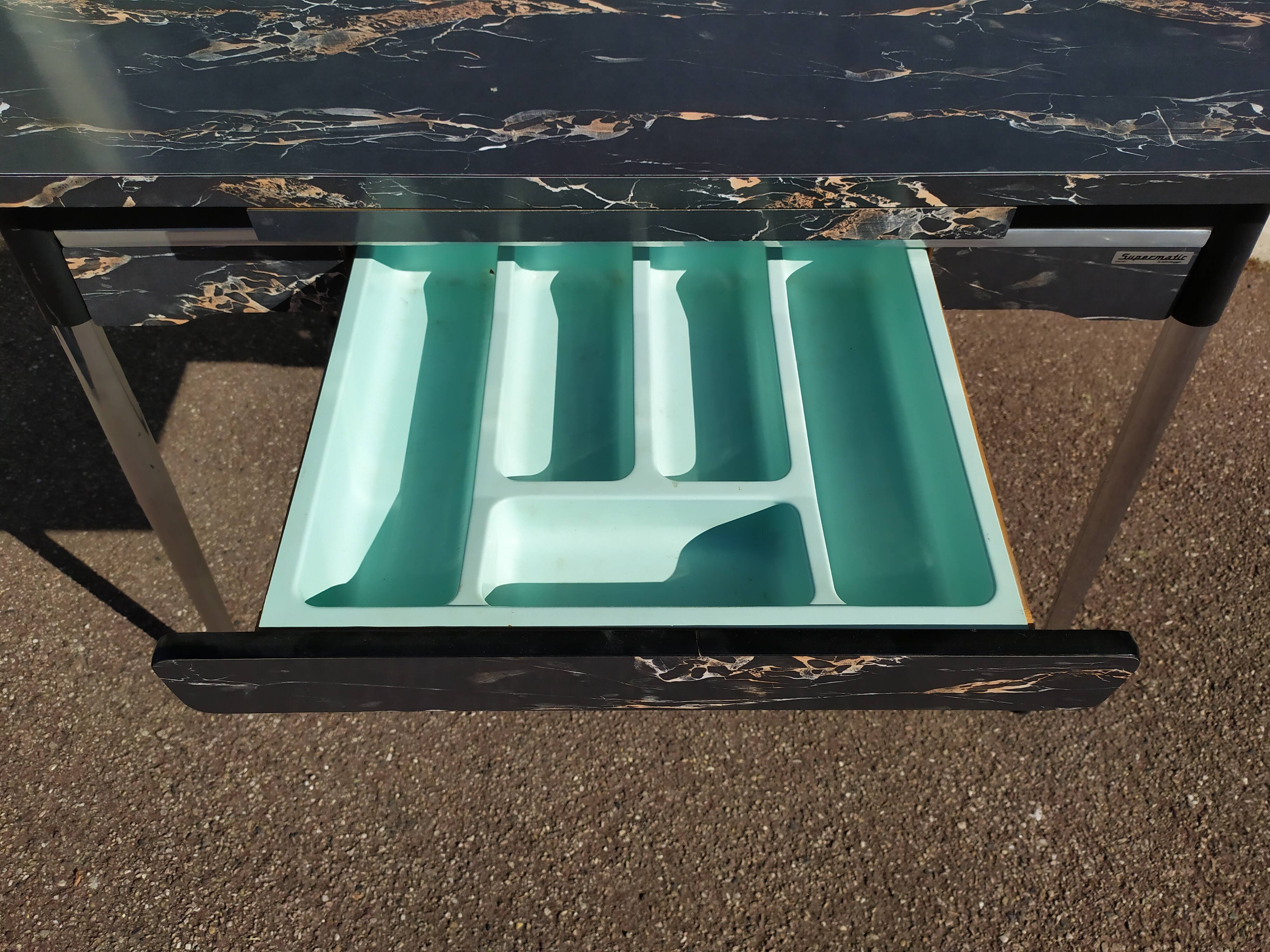 Formica black marble dining table - 1960 - Supermatic - vintage