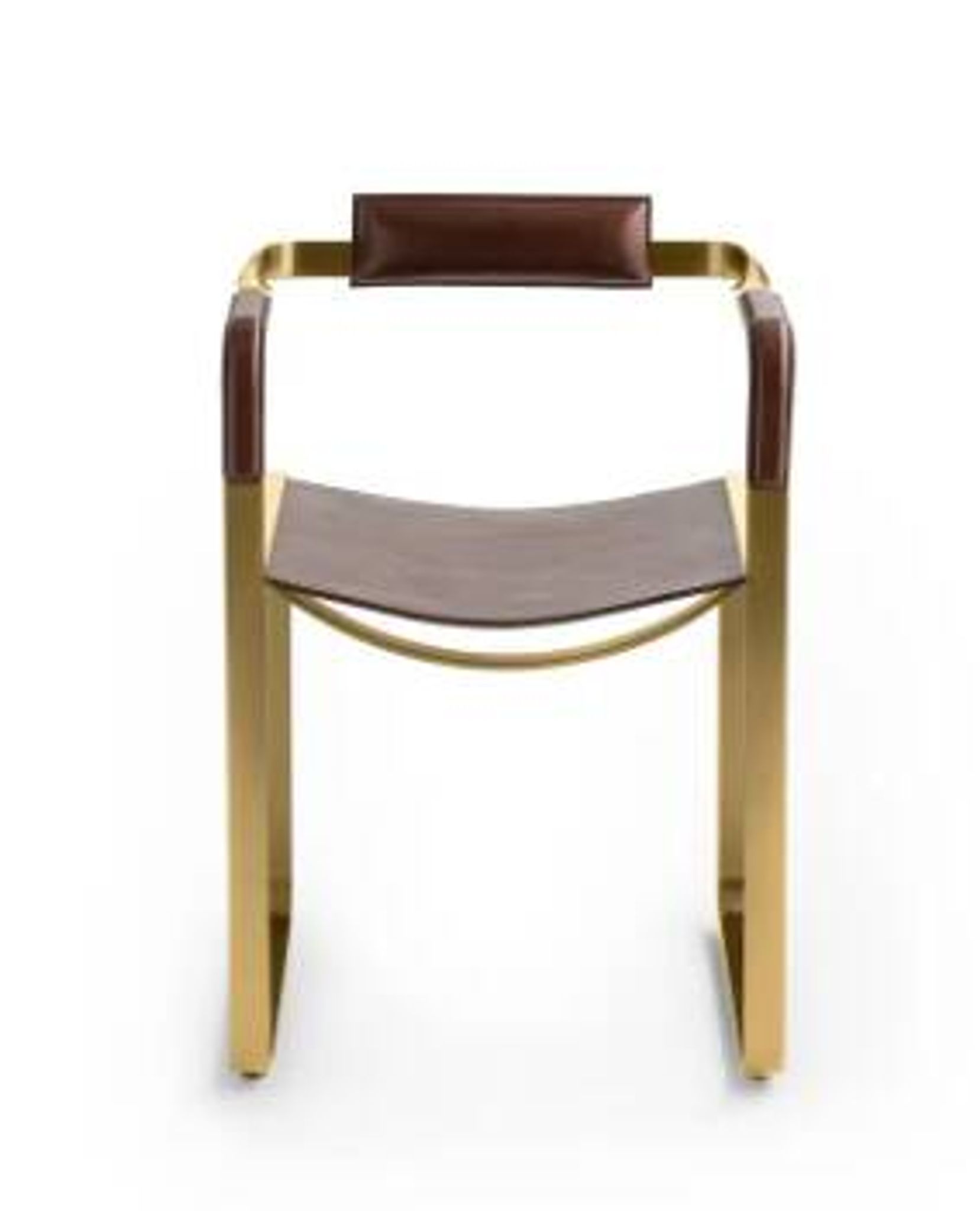 Paire de fauteuils Wanderlust avec dossier, marron et laiton
