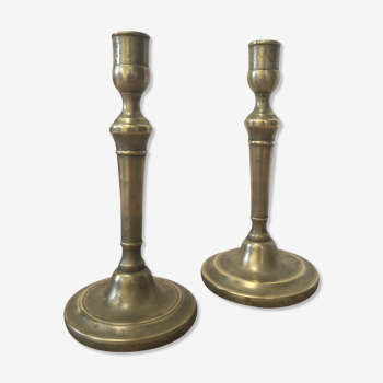 Pair of brass candle holders