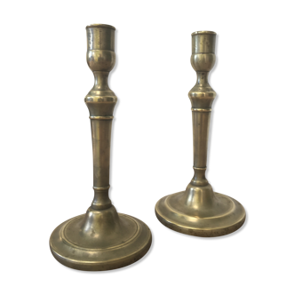 Pair of brass candle holders