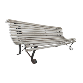 Old wood and cast-or-cast-cast-or-cast-or-cast garden bench