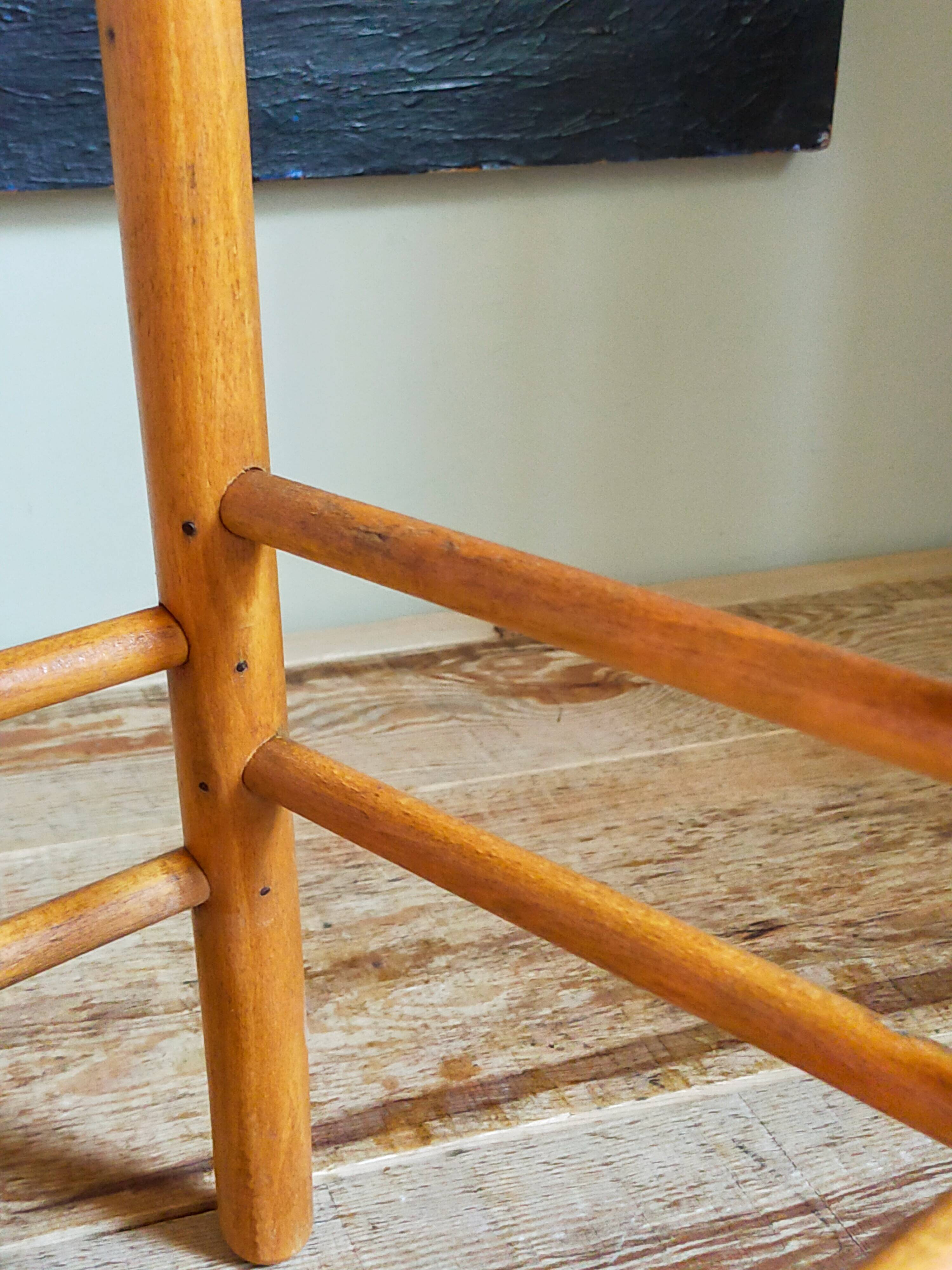 Vintage solid blond wood bar stool