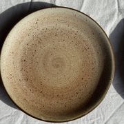 Lot de 6 assiettes à dessert vintage en grès brun