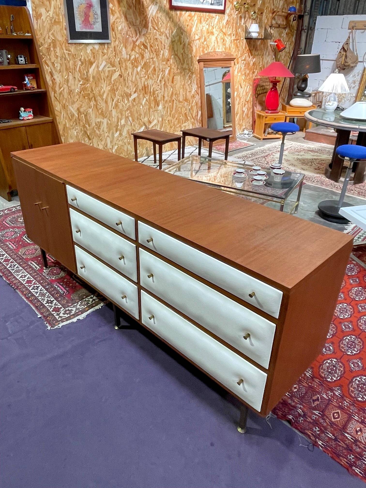 Vintage teak enfilade by Roger Landault for Regy, 1960s.