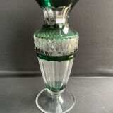 Overlay cut crystal vase signed Val Saint Lambert 1970s