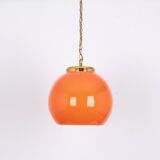 Orange glass pendant lamp from Peill & Putzler Germany 1970s