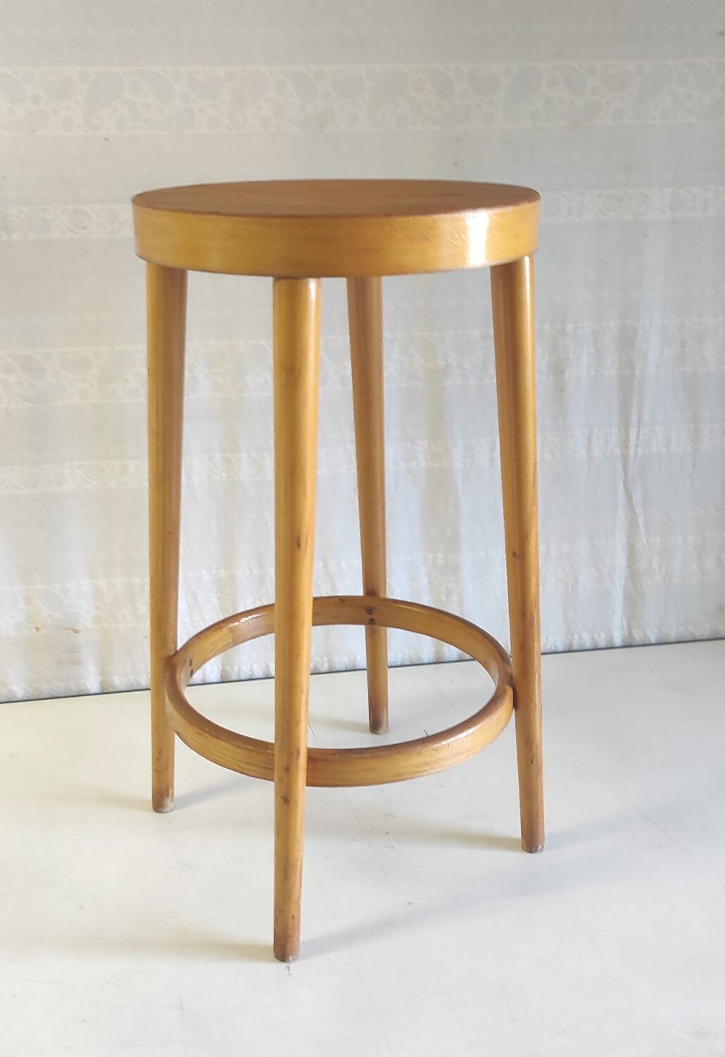Tabouret de bar Baumann en bois massif années 50 60