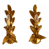Pair of 1960s Italian gold-plated Florentine wall lamps