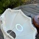 Wooden foot table lamp, charleston dome lampshade, Roaring Twenties style