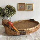 Bird woven bamboo tray