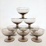 Set of 9 smoked glass champagne glasses