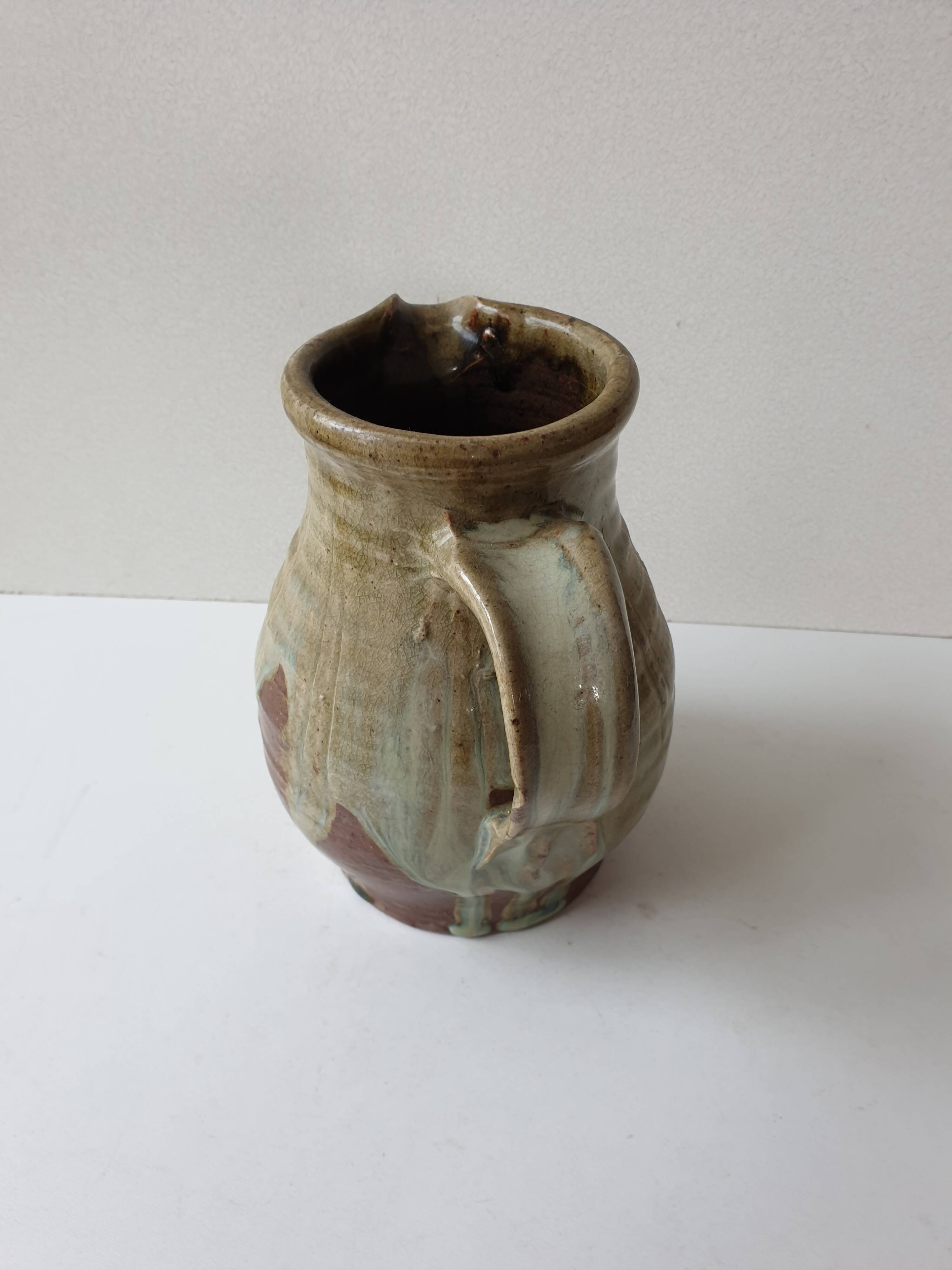 Ceramic pitcher (stoneware) Signed Jean Michel Doix