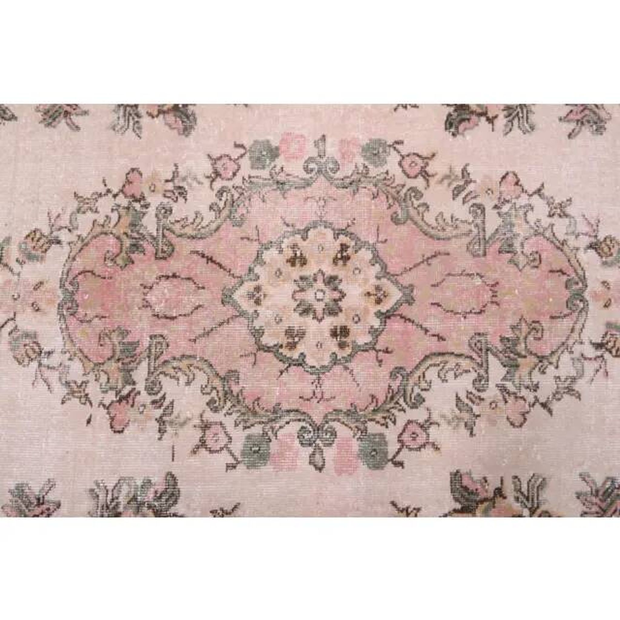 1970s Vintage Turkish Oushak Handmade Wool Cotton Pink Area Rug 173x293