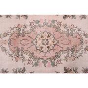 1970s Vintage Turkish Oushak Handmade Wool Cotton Pink Area Rug 173x293