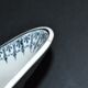 Saint Amand sauce boat and 2 earthenware dishes with navy blue rose decoration Primax
