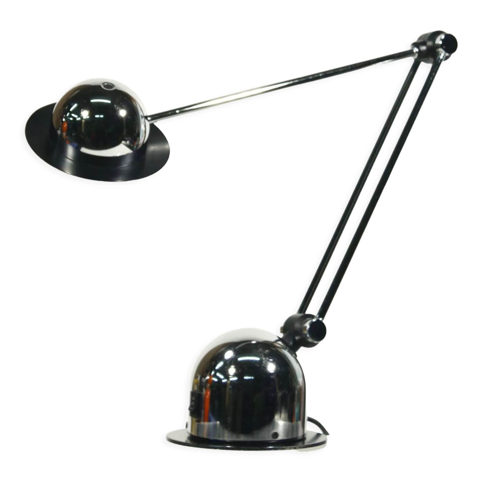 Desk lamp vintage metal chrome articulated arm post-modernist design 1980s