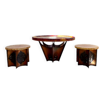 Accolay coffee table and 2 side tables set 1970