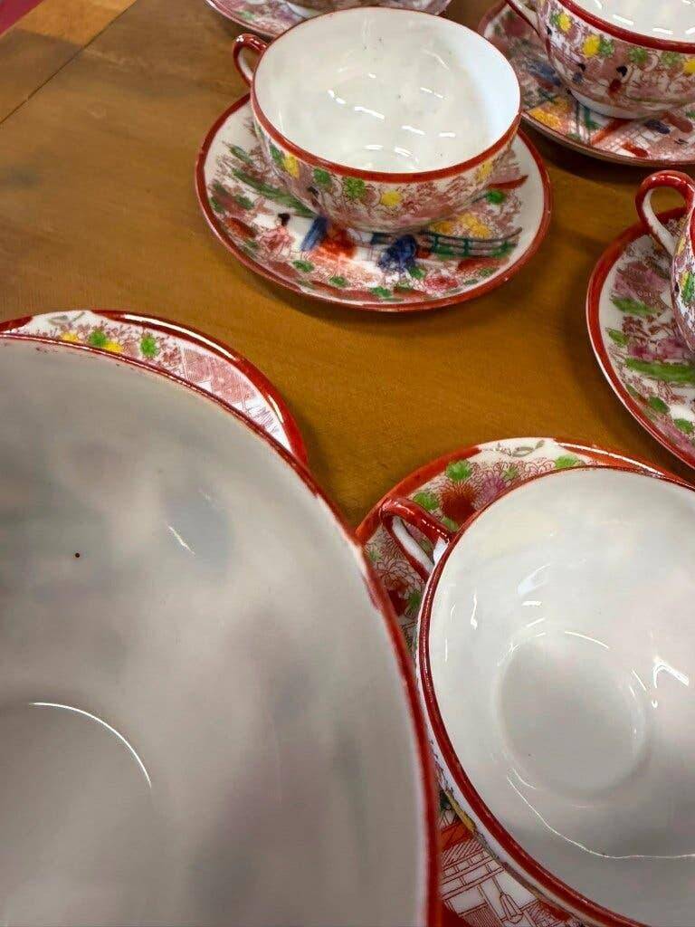 Vintage Oriental Tableware Geisha Girl: 10-Piece Coffee Set